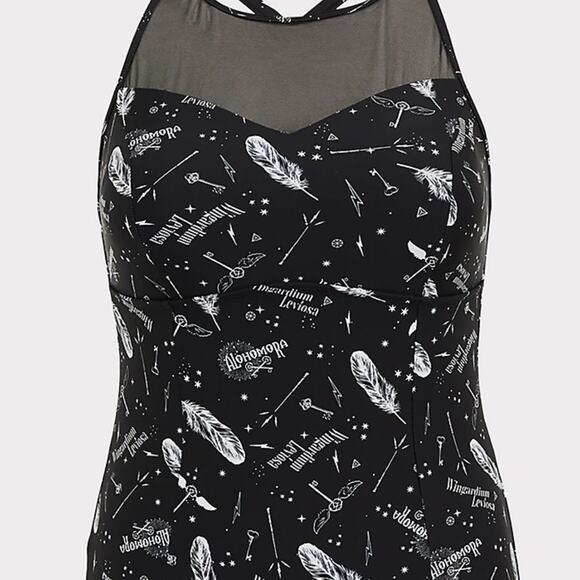 Torrid Harry Potter Swimsuit Spells Flying Keys Alohomora Bathing Suit One Piece - Picture 3 of 14